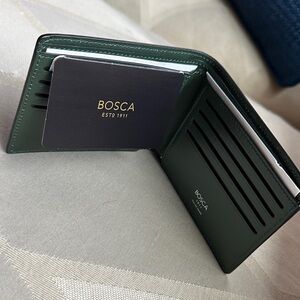 Bosca Forest Green Leather Card Holder